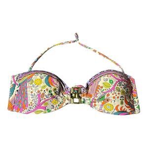 Trina Turk Balboa Bandeau Padded Support Swim Bra Removable Straps Sz 14 Cup C/D